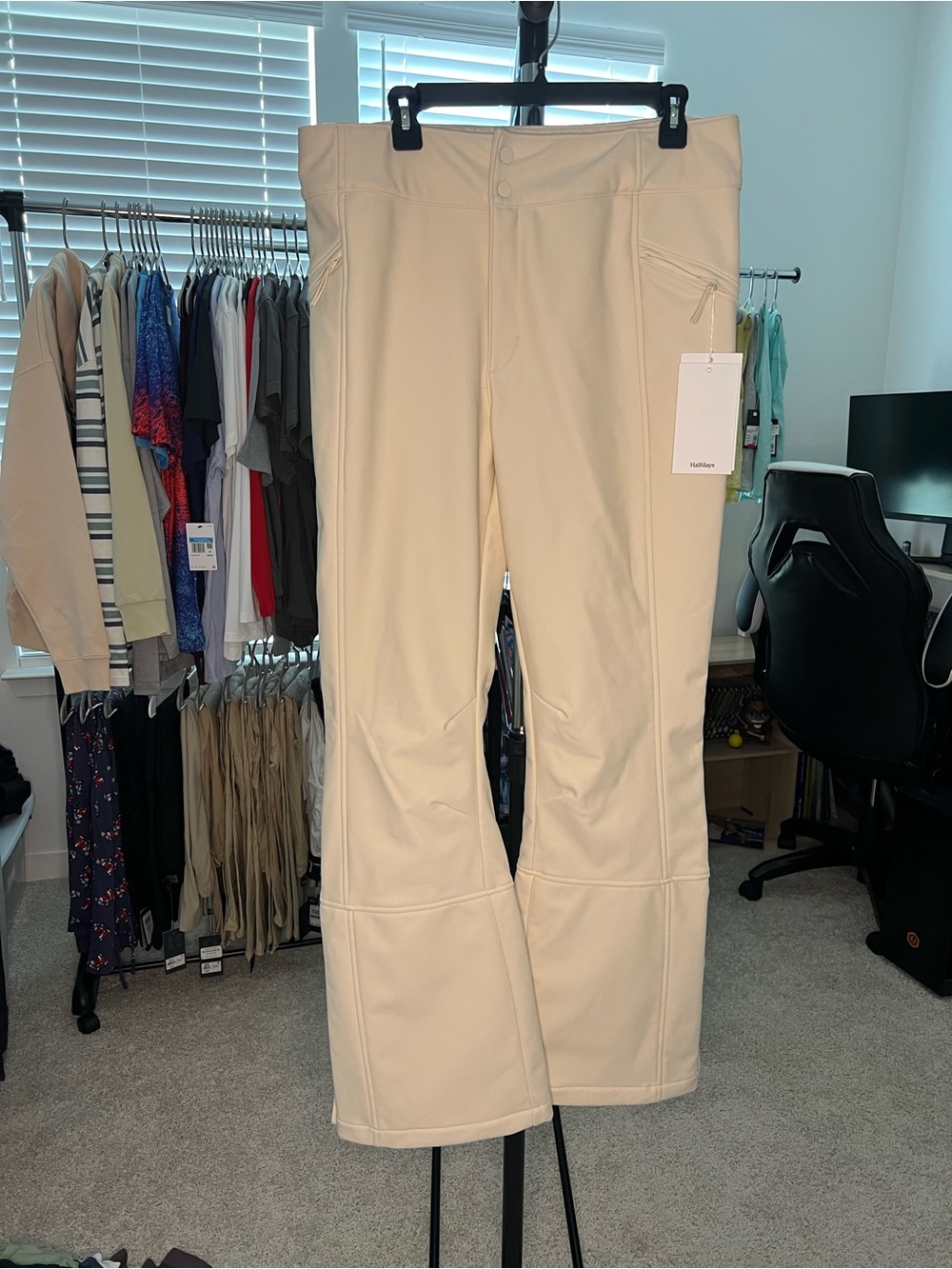 Halfdays Women’s Cream Boot-Cut Performance Ski/Snow Pants